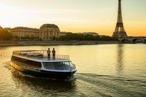 Bateaux Parisiens au Port de la Bourdonnais à Paris : croisière sur la Seine au pied de la Tour Eiffel